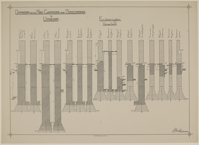 217259 Funderingen van het Ooglijdersgasthuis (F.C. Dondersstraat 49) te Utrecht.N.B. Het adres F.C. Dondersstraat 49 ...